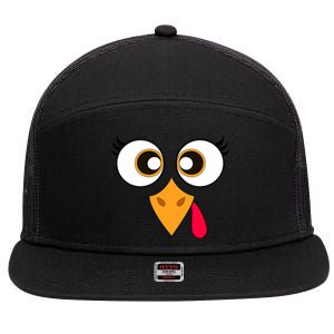 Cute Thanksgiving Turkey Face Turkey Day 7 Panel Mesh Trucker Snapback Hat