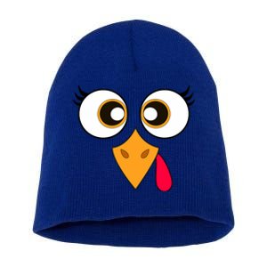 Cute Thanksgiving Turkey Face Turkey Day Short Acrylic Beanie