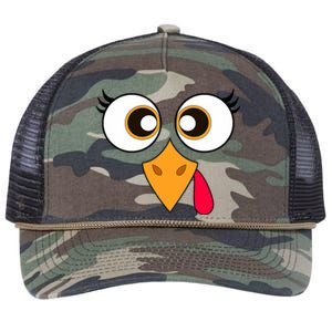 Cute Thanksgiving Turkey Face Turkey Day Retro Rope Trucker Hat Cap