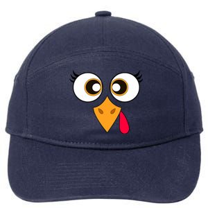 Cute Thanksgiving Turkey Face Turkey Day 7-Panel Snapback Hat