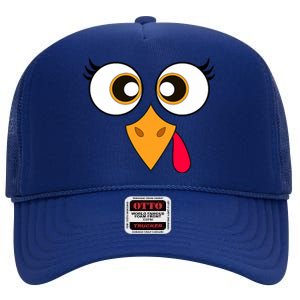 Cute Thanksgiving Turkey Face Turkey Day High Crown Mesh Back Trucker Hat