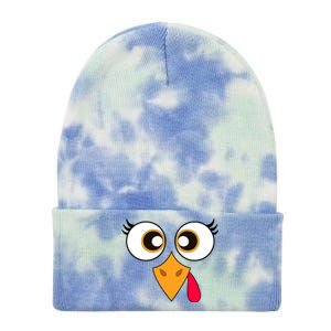 Cute Thanksgiving Turkey Face Turkey Day Tie Dye 12in Knit Beanie