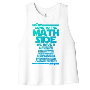 Come To The Math Side We Have Pi Gift 3 14 Day Math Geek Gift Women's Racerback Cropped Tank