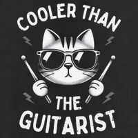 Cooler Than The Guitarist  Funny Drummer Gift 7 Panel Mesh Trucker Snapback Hat