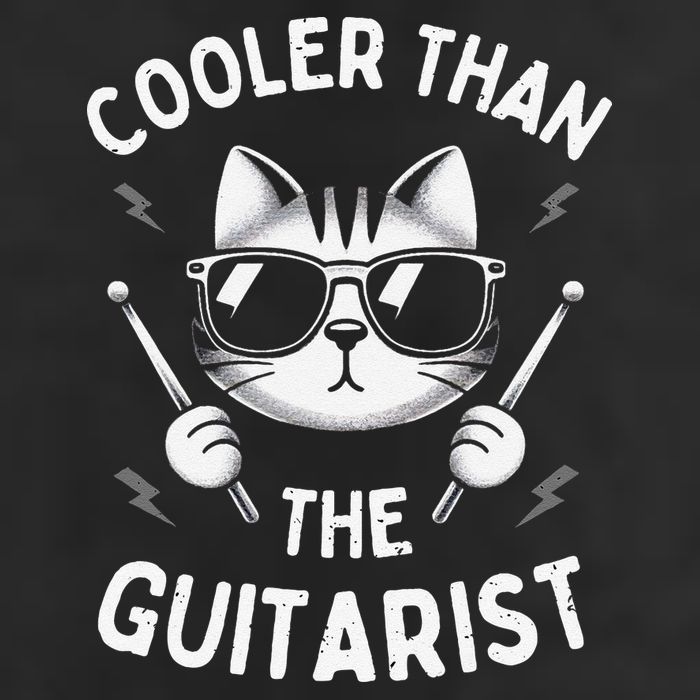 Cooler Than The Guitarist  Funny Drummer Gift 7 Panel Mesh Trucker Snapback Hat