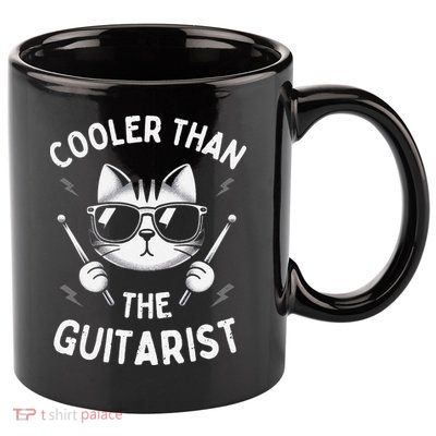 Cooler Than The Guitarist  Funny Drummer Gift 11oz C Handle Ceramic Mug