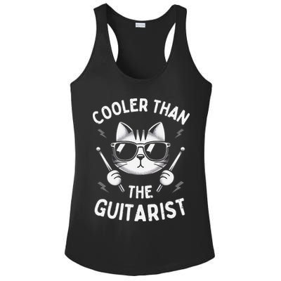 Cooler Than The Guitarist  Funny Drummer Gift Ladies PosiCharge Competitor Racerback Tank