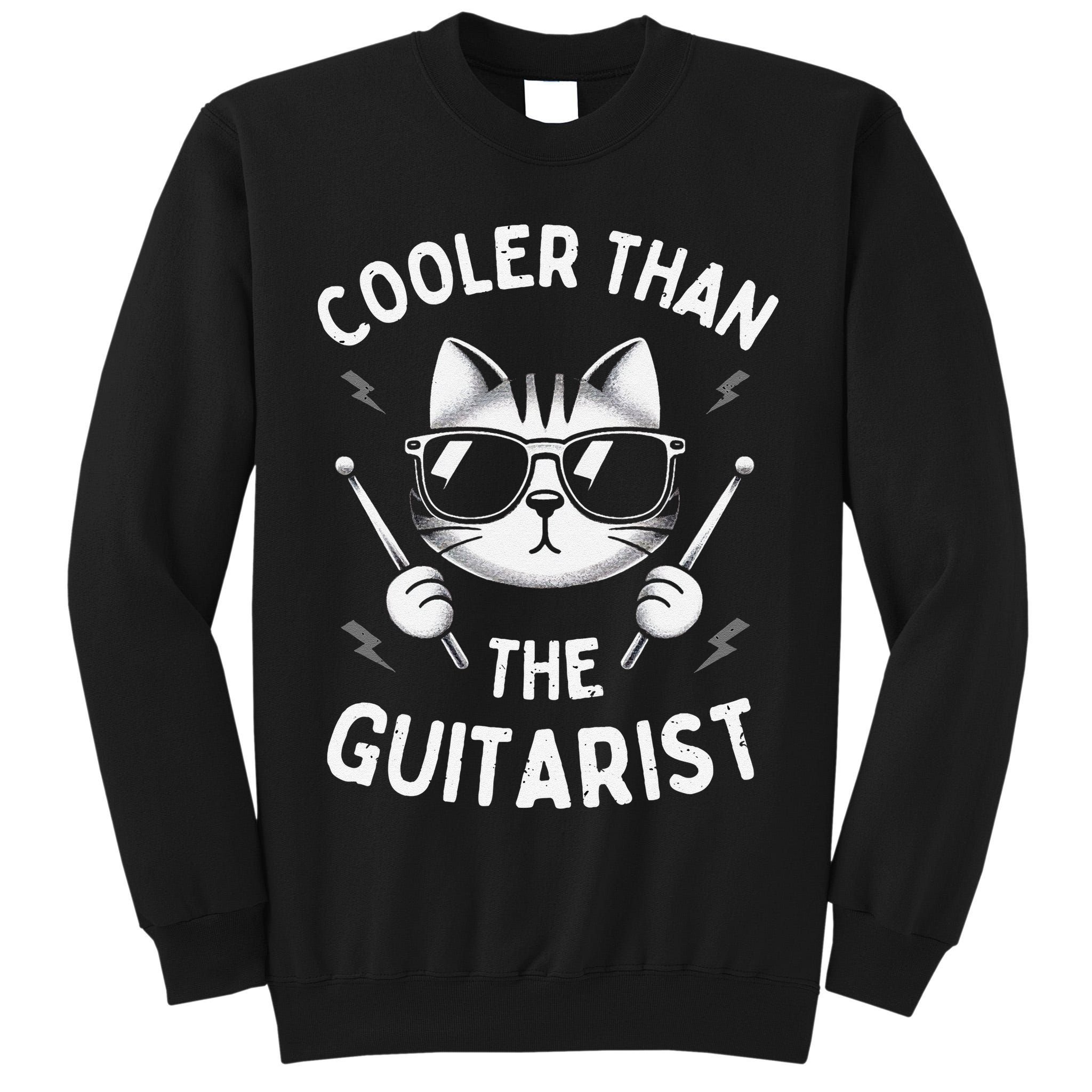 Cooler Than The Guitarist  Funny Drummer Gift Tall Sweatshirt