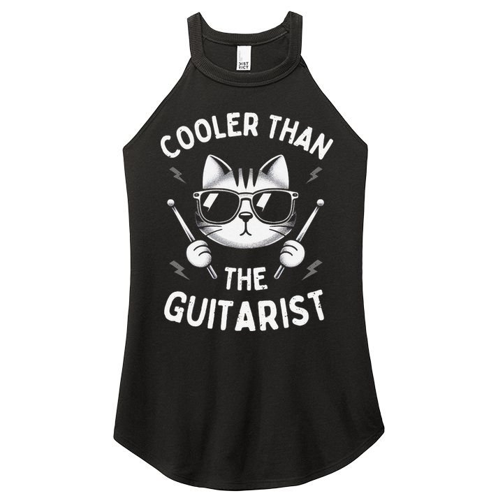 Cooler Than The Guitarist  Funny Drummer Gift Women's Perfect Tri Rocker Tank