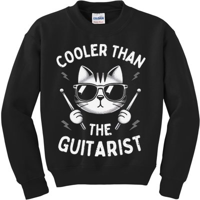 Cooler Than The Guitarist  Funny Drummer Gift Kids Sweatshirt