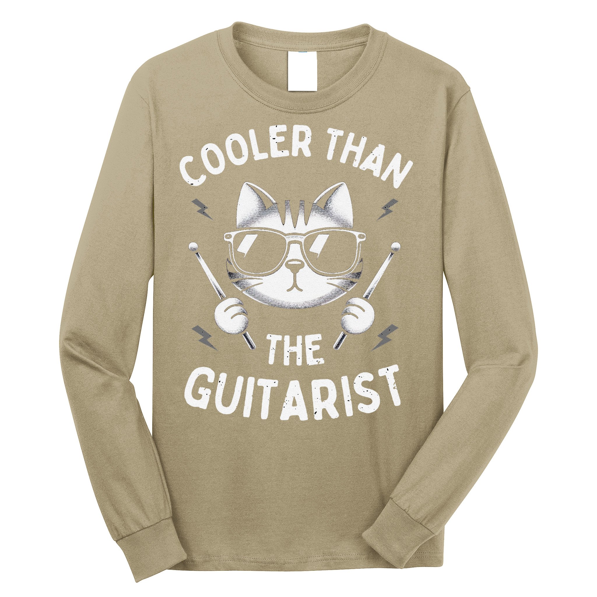 Cooler Than The Guitarist  Funny Drummer Gift Long Sleeve Shirt