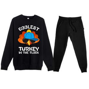 Coolest Turkey  Thanksgiving  Turkey Premium Crewneck Sweatsuit Set