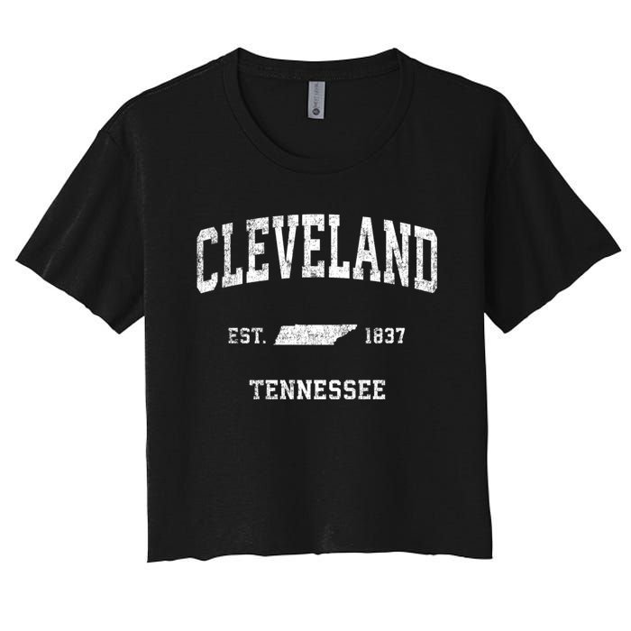 Cleveland Tennessee Tn Vintage Sports Women's Crop Top Tee