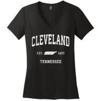 Cleveland Tennessee Tn Vintage Sports Women's V-Neck T-Shirt