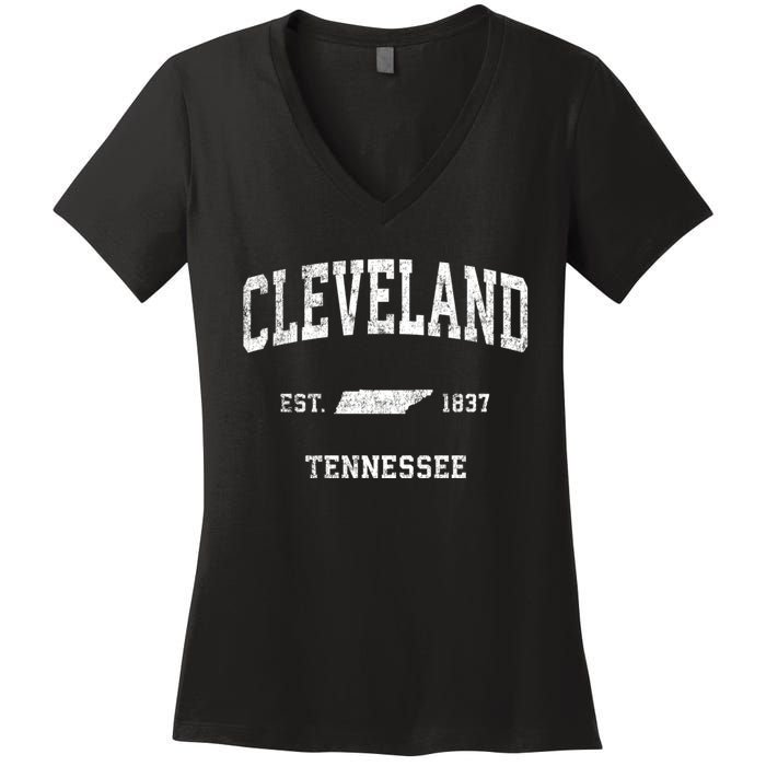 Cleveland Tennessee Tn Vintage Sports Women's V-Neck T-Shirt