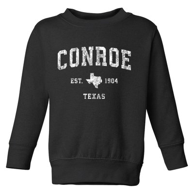 Conroe Texas Tx Vintage Athletic Sports Design Toddler Sweatshirt