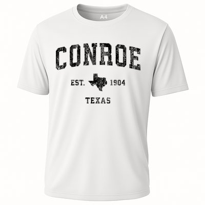 Conroe Texas Tx Vintage Athletic Sports Design Cooling Performance Crew T-Shirt