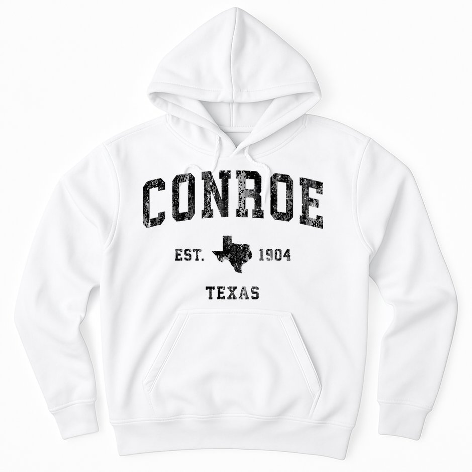 Conroe Texas Tx Vintage Athletic Sports Design Hoodie