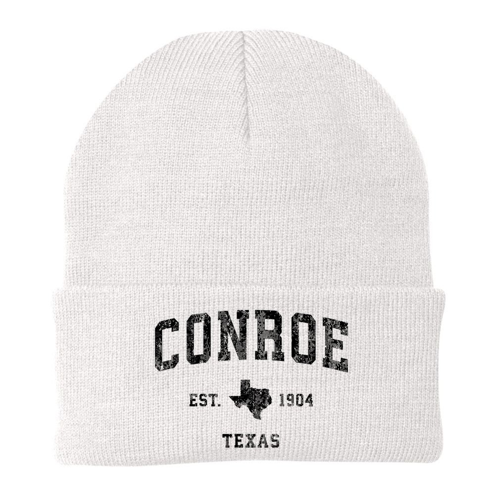 Conroe Texas Tx Vintage Athletic Sports Design Beanie
