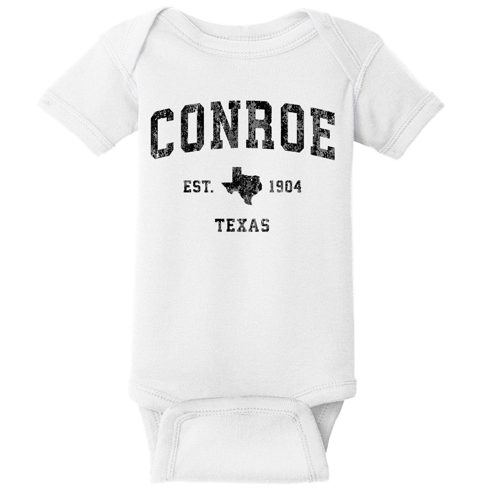 Conroe Texas Tx Vintage Athletic Sports Design Baby Bodysuit