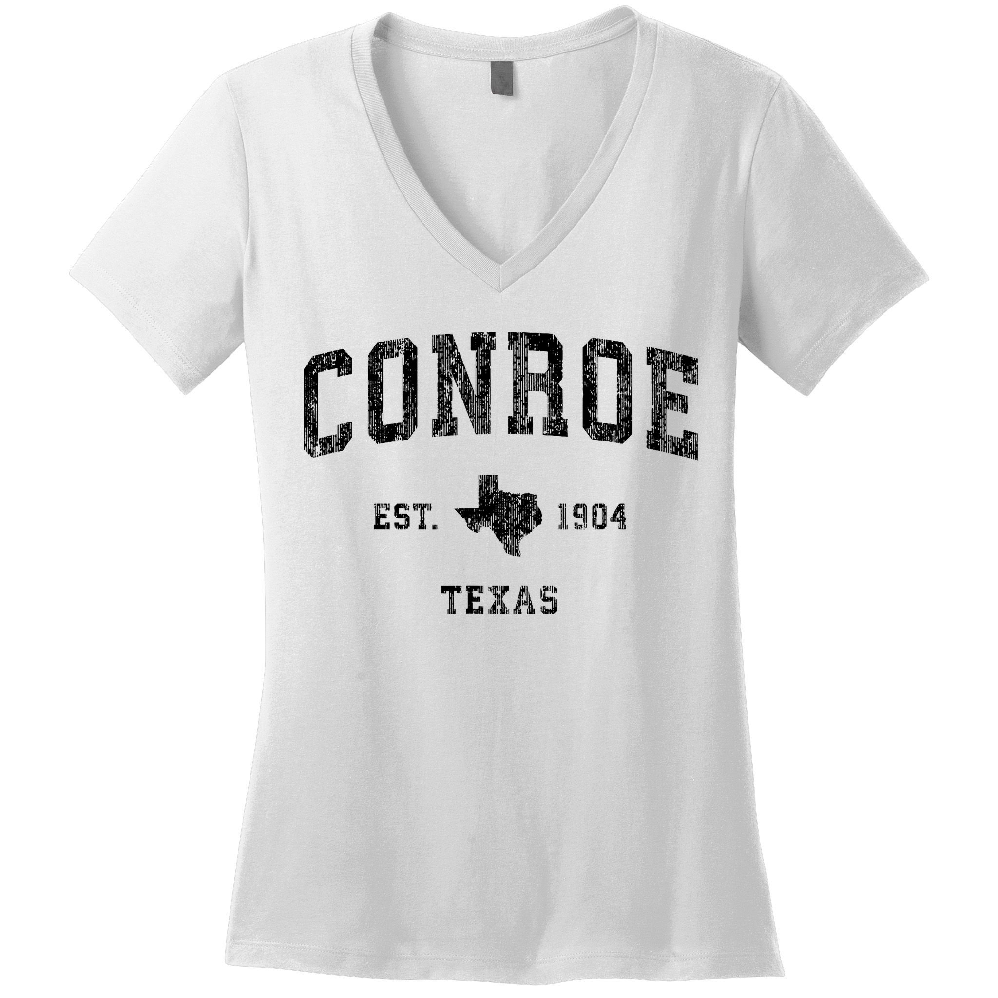 Conroe Texas Tx Vintage Athletic Sports Design Women's V-Neck T-Shirt