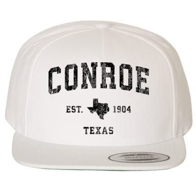 Conroe Texas Tx Vintage Athletic Sports Design Wool Snapback Cap