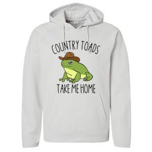 Country Toad Take Me Home Funny Toad Cowboy Hat Performance Fleece Hoodie