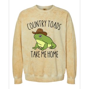 Country Toad Take Me Home Funny Toad Cowboy Hat Colorblast Crewneck Sweatshirt