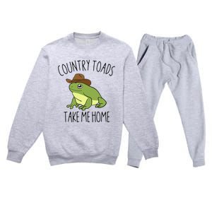 Country Toad Take Me Home Funny Toad Cowboy Hat Premium Crewneck Sweatsuit Set