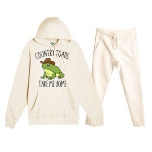 Country Toad Take Me Home Funny Toad Cowboy Hat Premium Hooded Sweatsuit Set