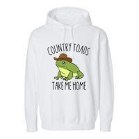 Country Toad Take Me Home Funny Toad Cowboy Hat Garment-Dyed Fleece Hoodie