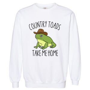 Country Toad Take Me Home Funny Toad Cowboy Hat Garment-Dyed Sweatshirt