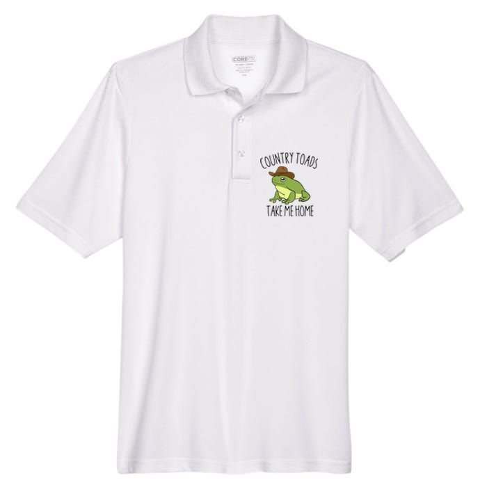 Country Toad Take Me Home Funny Toad Cowboy Hat Men's Origin Performance Pique Polo