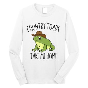 Country Toad Take Me Home Funny Toad Cowboy Hat Long Sleeve Shirt