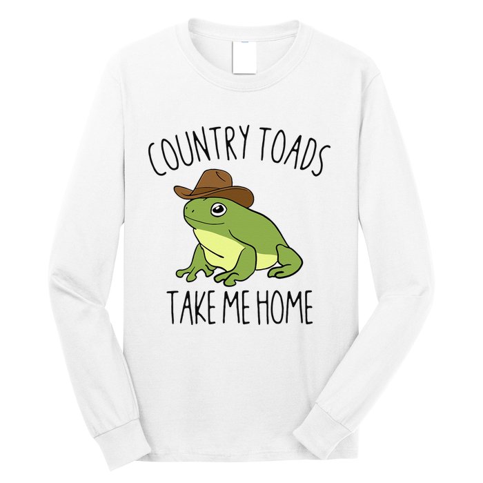 Country Toad Take Me Home Funny Toad Cowboy Hat Long Sleeve Shirt