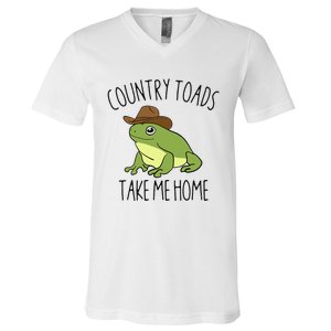 Country Toad Take Me Home Funny Toad Cowboy Hat V-Neck T-Shirt