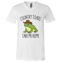 Country Toad Take Me Home Funny Toad Cowboy Hat V-Neck T-Shirt