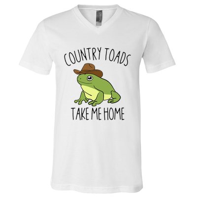 Country Toad Take Me Home Funny Toad Cowboy Hat V-Neck T-Shirt