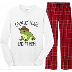 Country Toad Take Me Home Funny Toad Cowboy Hat Long Sleeve Pajama Set