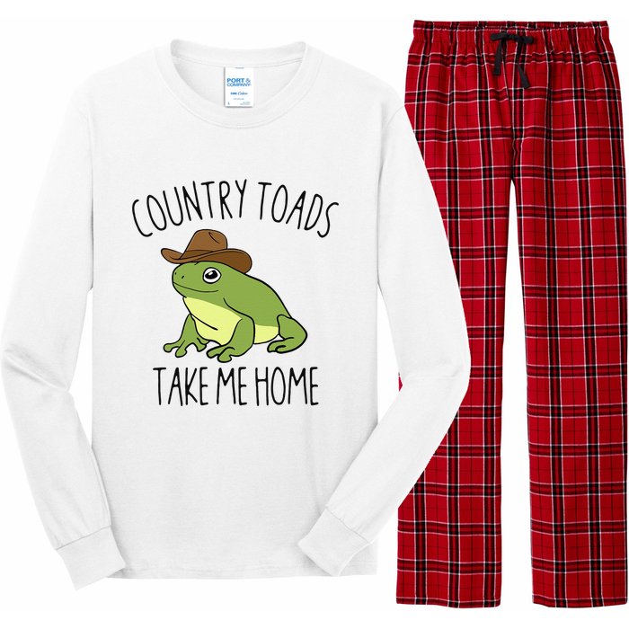 Country Toad Take Me Home Funny Toad Cowboy Hat Long Sleeve Pajama Set