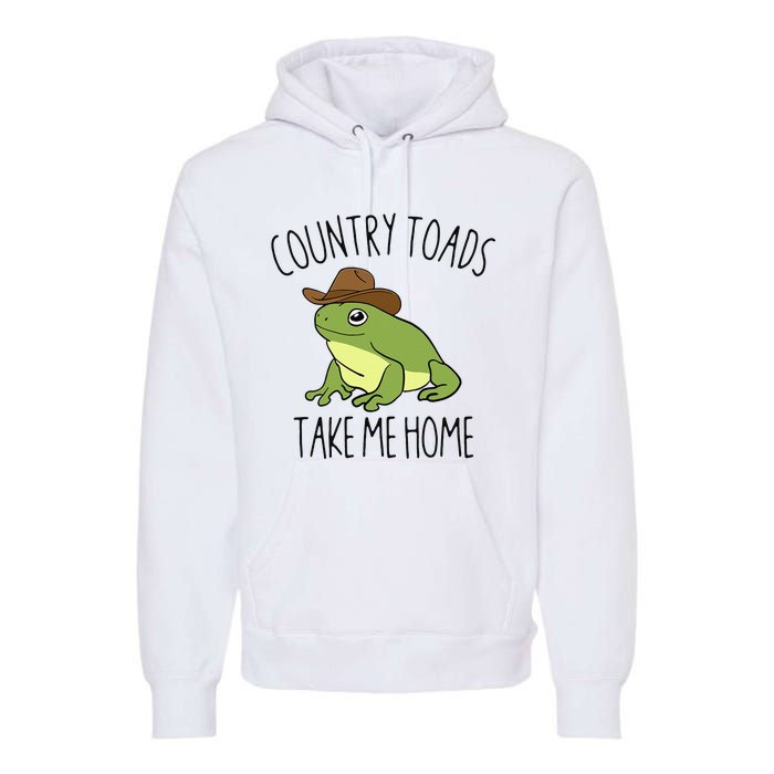 Country Toad Take Me Home Funny Toad Cowboy Hat Premium Hoodie