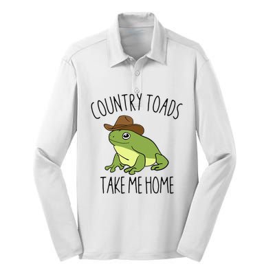 Country Toad Take Me Home Funny Toad Cowboy Hat Silk Touch Performance Long Sleeve Polo