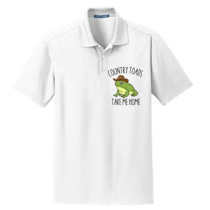 Country Toad Take Me Home Funny Toad Cowboy Hat Dry Zone Grid Polo