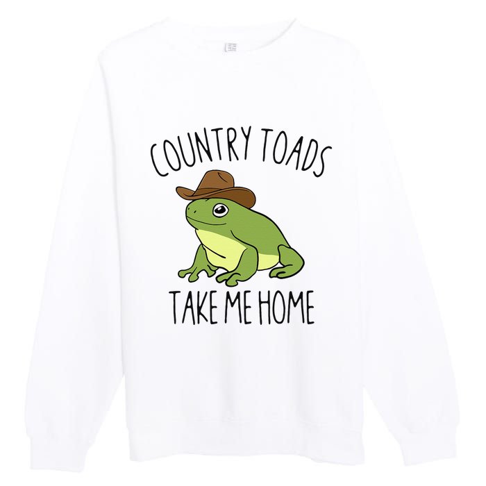 Country Toad Take Me Home Funny Toad Cowboy Hat Premium Crewneck Sweatshirt