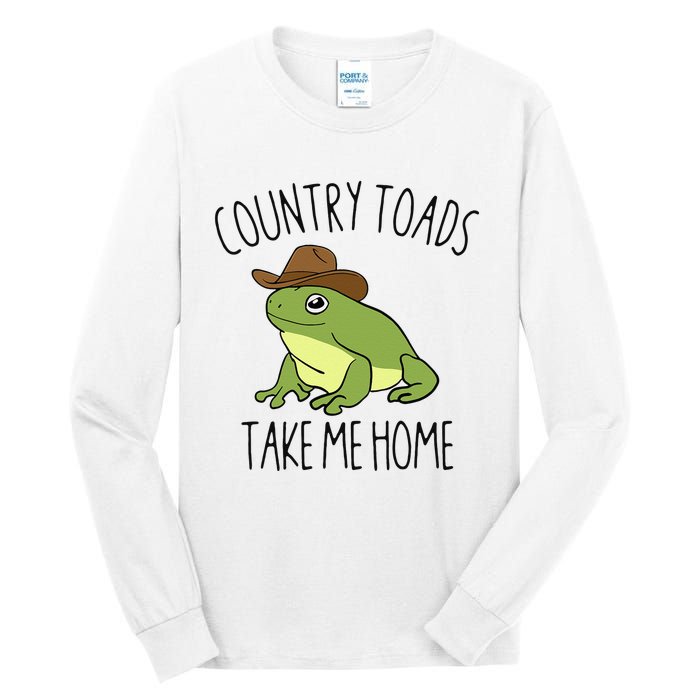 Country Toad Take Me Home Funny Toad Cowboy Hat Tall Long Sleeve T-Shirt