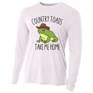 Country Toad Take Me Home Funny Toad Cowboy Hat Cooling Performance Long Sleeve Crew