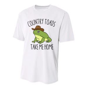 Country Toad Take Me Home Funny Toad Cowboy Hat Performance Sprint T-Shirt