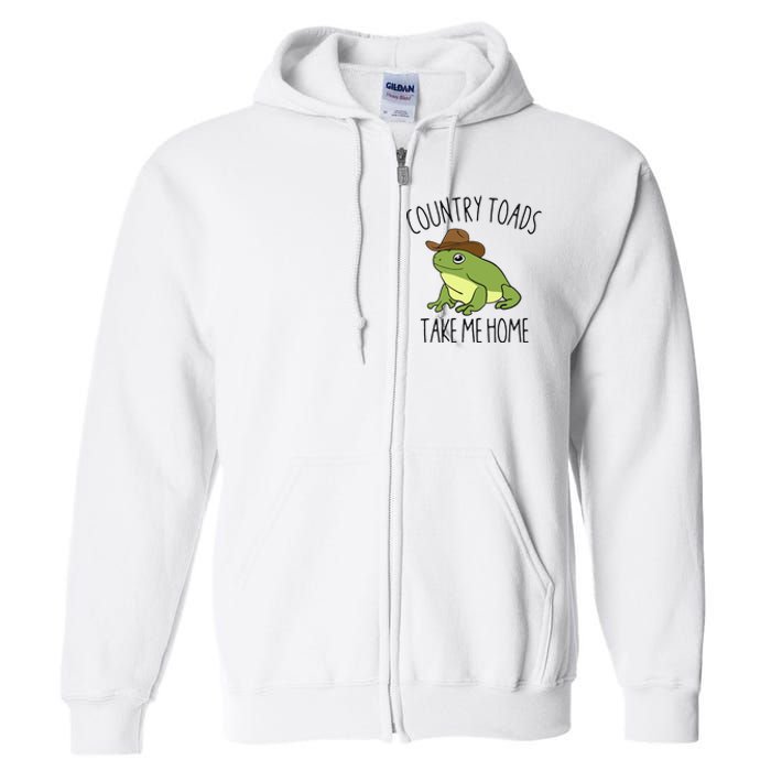 Country Toad Take Me Home Funny Toad Cowboy Hat Full Zip Hoodie