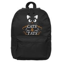 Cats & Tats Tattoo Artist Body Art Ink Cat Mom Cat Dad 16 in Basic Backpack