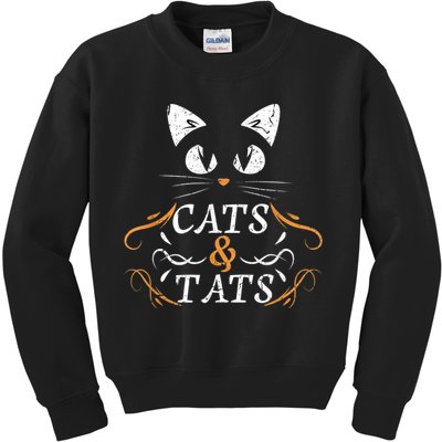 Cats & Tats Tattoo Artist Body Art Ink Cat Mom Cat Dad Kids Sweatshirt